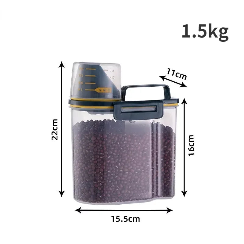 Dog Cat Food Pail Plastic Storage Tank with Measuring Cup