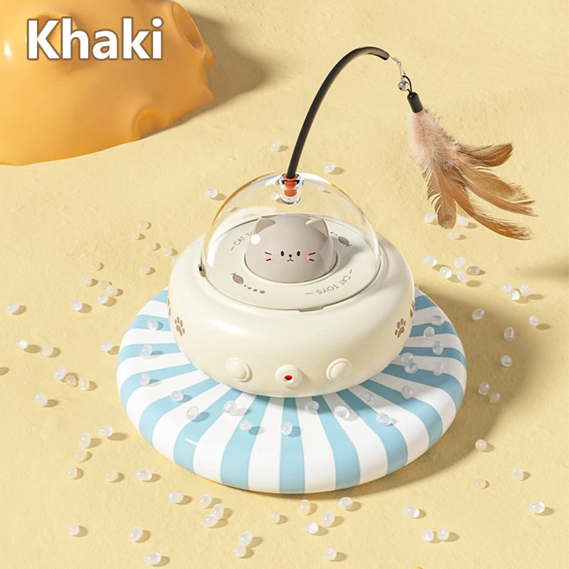 Smart UFO Cat Toy: Bell & Feather Fun