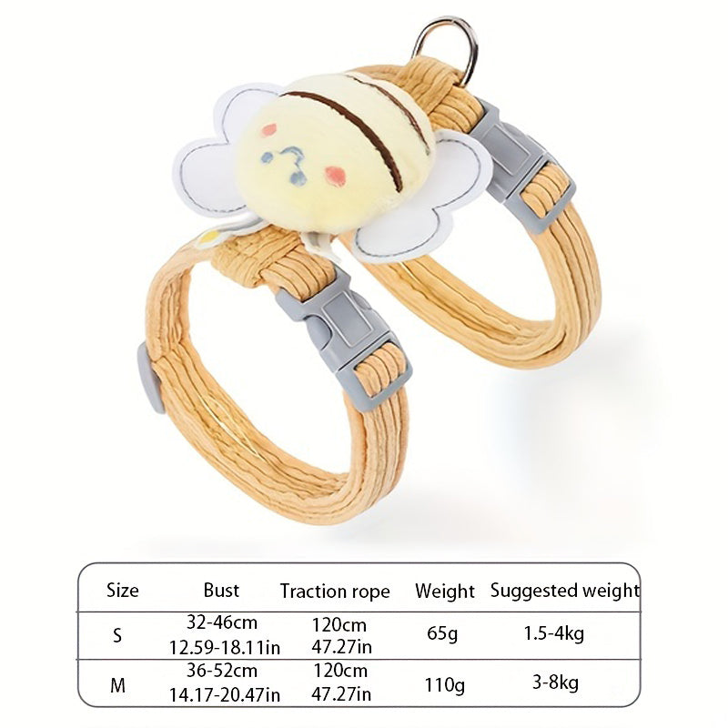 Cat Harness Leash Set With Cute Bee Cat Escape Proof - Adjustable Kitten Harness For Large Small Cats, Lightweight Soft Petsafe Harness Yellow Plaid Bee