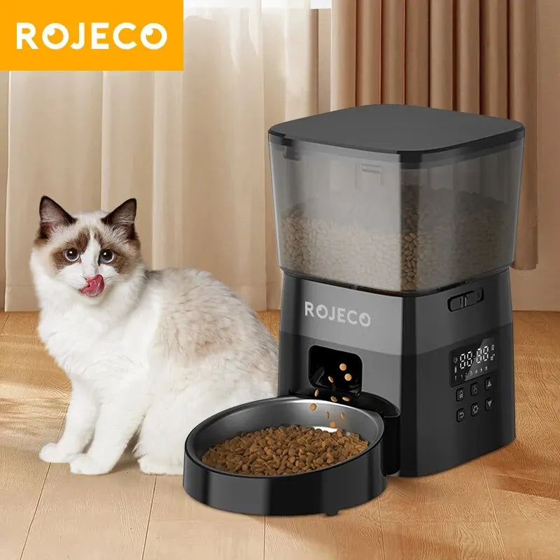 ROJECO Automatic Cat Feeder with Programmable Timer - Smart Dry Food Dispenser for Cats or Small Dogs