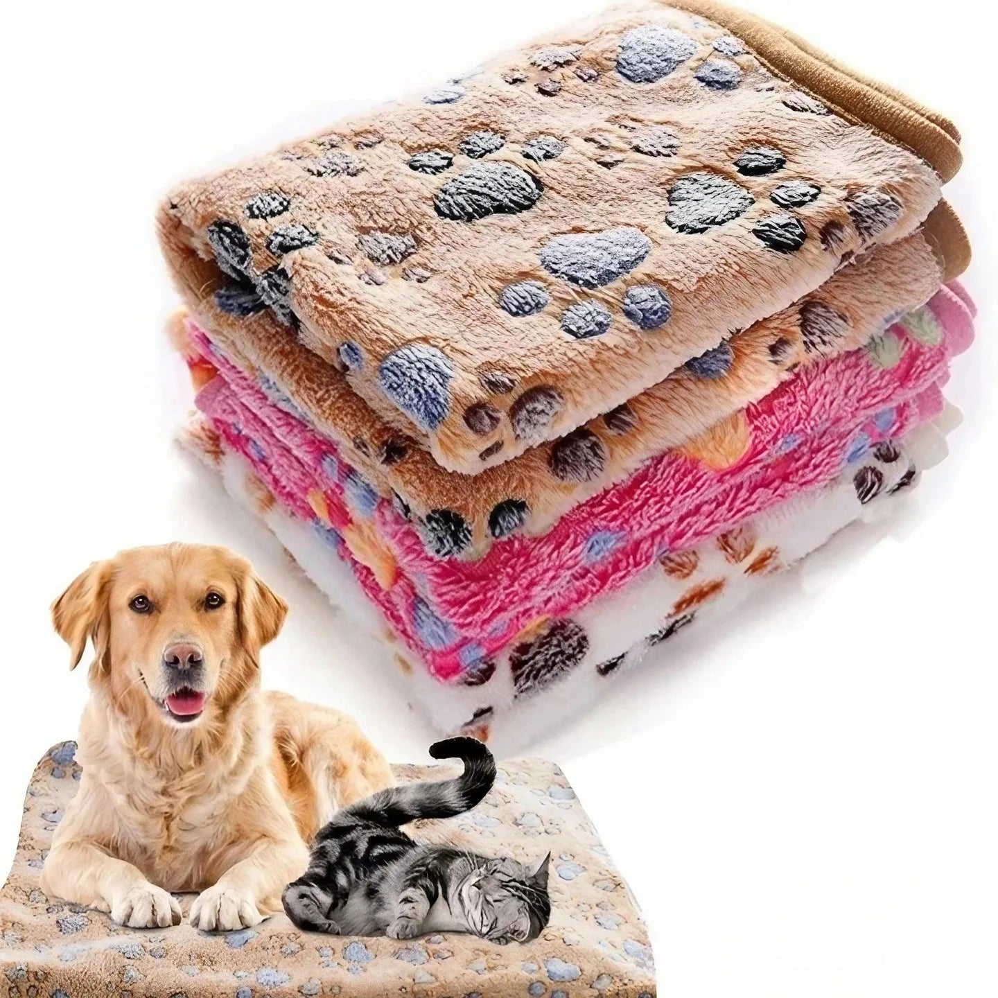 Cute Cartoon Pattern Soft Fluffy Pet Blanket