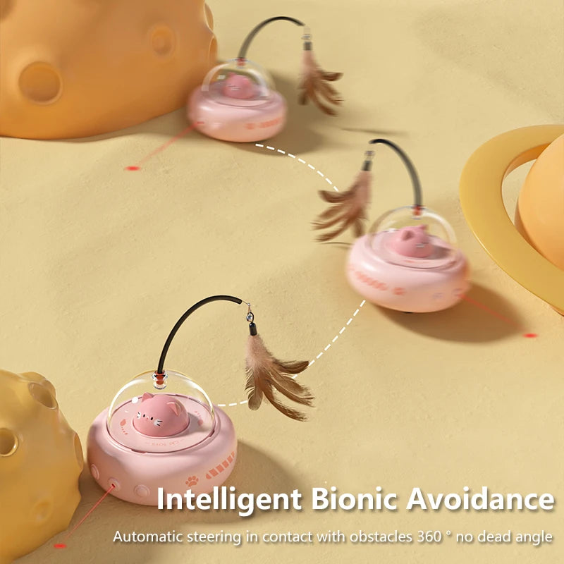 Smart UFO Cat Toy: Bell & Feather Fun