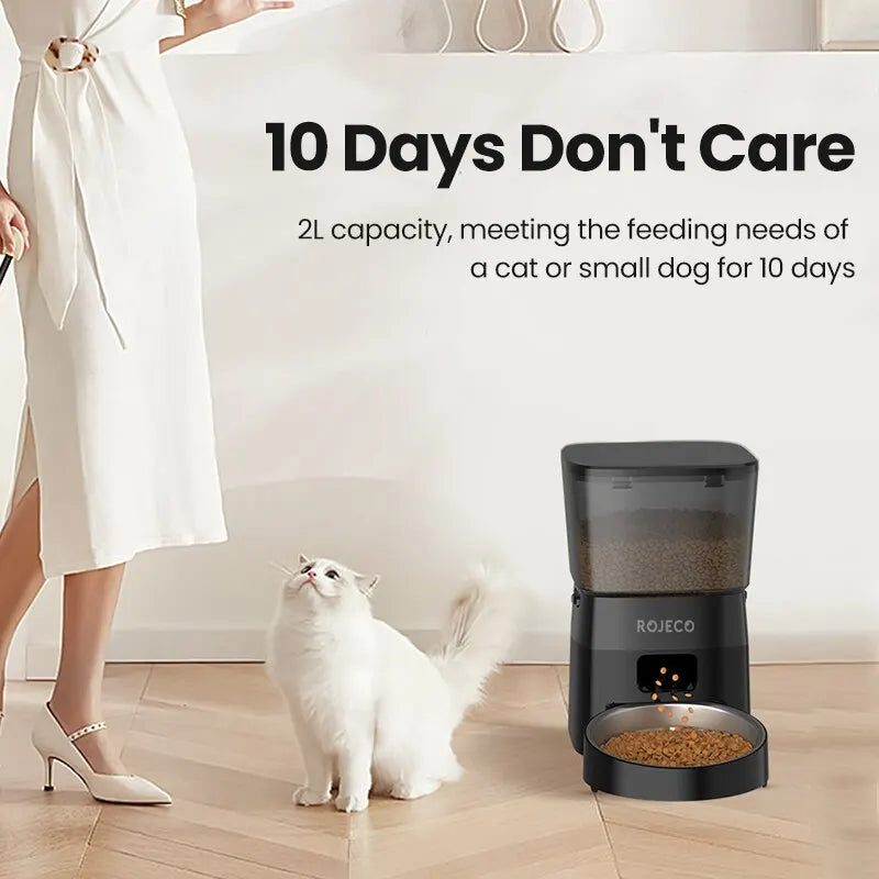 ROJECO Automatic Cat Feeder with Programmable Timer - Smart Dry Food Dispenser for Cats or Small Dogs