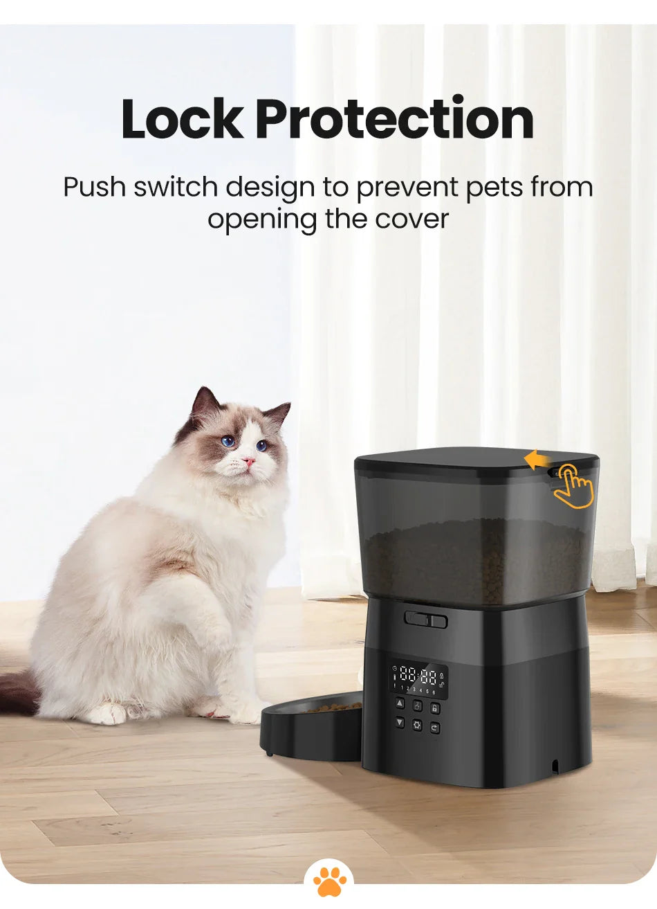 ROJECO Automatic Cat Feeder with Programmable Timer - Smart Dry Food Dispenser for Cats or Small Dogs