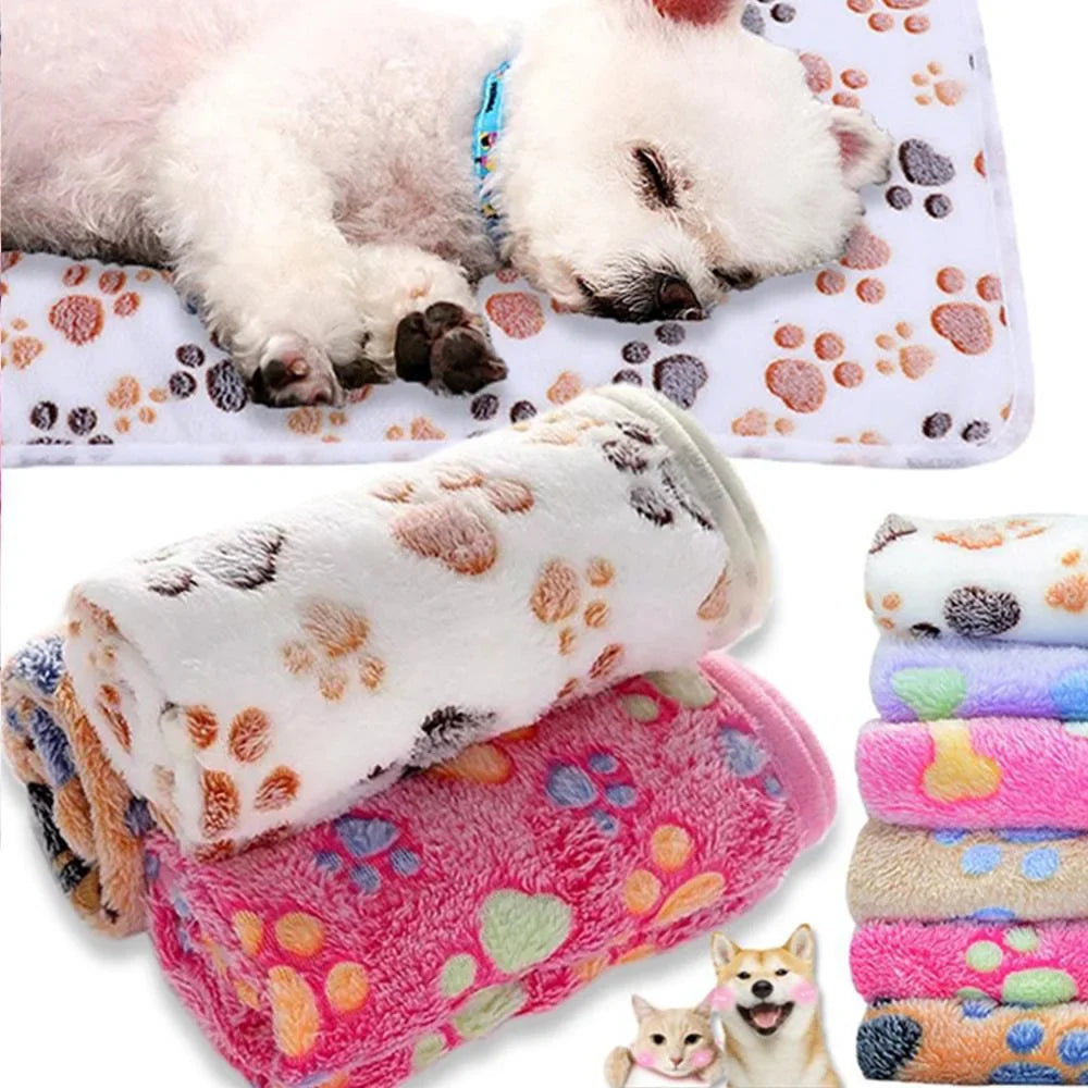 Cute Cartoon Pattern Soft Fluffy Pet Blanket