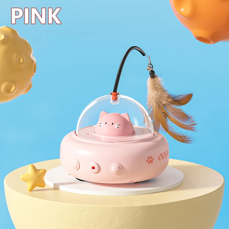 Smart UFO Cat Toy: Bell & Feather Fun