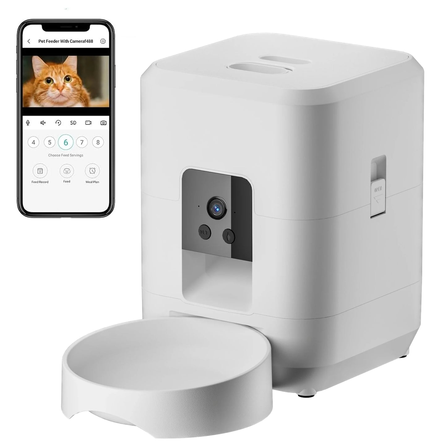 2L Smart Automatic Pet Feeder with Camera – WiFi Cat & Dog Food Dispenser with App Control, Voice & Timer