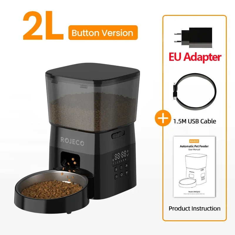 ROJECO Automatic Cat Feeder with Programmable Timer - Smart Dry Food Dispenser for Cats or Small Dogs