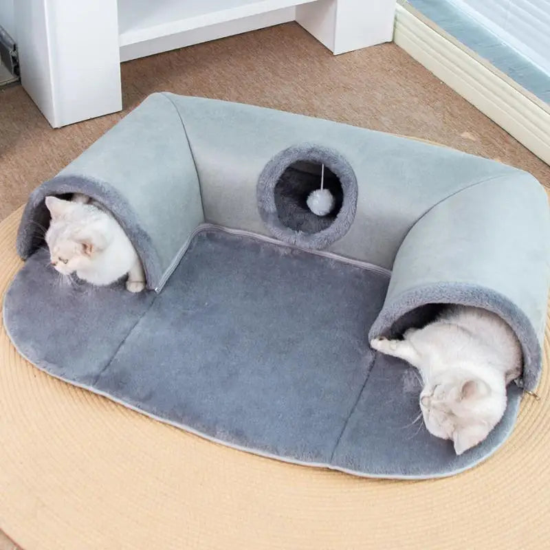 PurrPlay Tunnel Bed – Hide, Play & Nap in One!