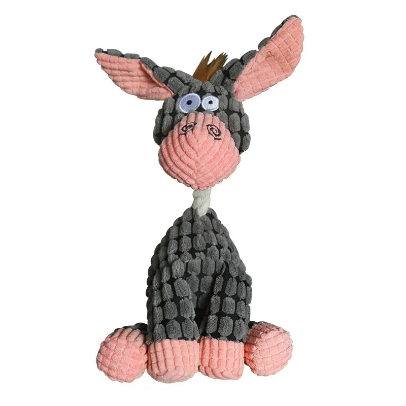 Donkey Shape Squeaky Plush Chew Toy for Dogs and Puppies