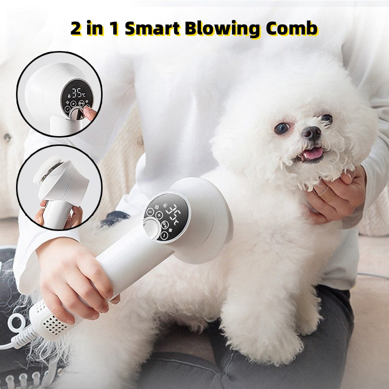 Smart Pet Hair Dryer for Dogs & Cats | Silent Grooming Blow & Comb Hairdressing Tool