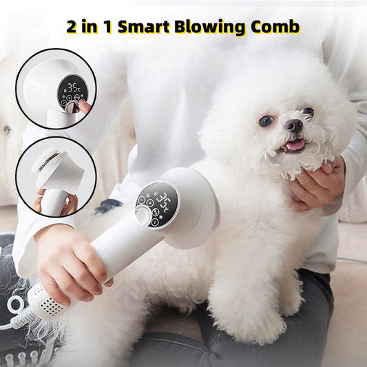 Smart Pet Hair Dryer for Dogs & Cats | Silent Grooming Blow & Comb Hairdressing Tool